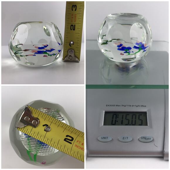 Perthshire 1987D Hummingbird Feeding from Blue Gentians Faceted Paperweight - Picture 9 of 14